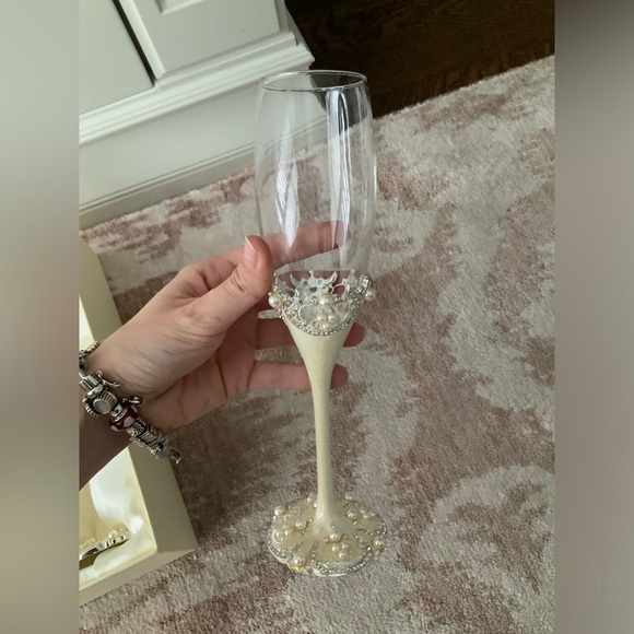 Vintage 90’S Pearl Tall Champagne Flute Glasses Set X 2 BRAND NEW - Picture 14 of 14